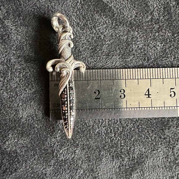 David Yurman Waves Dagger Amulet Pendant w/ Black Diamonds - 44mm - Picture 12 of 12